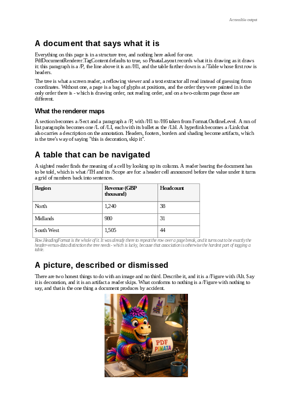 The first page of the Accessibility demo