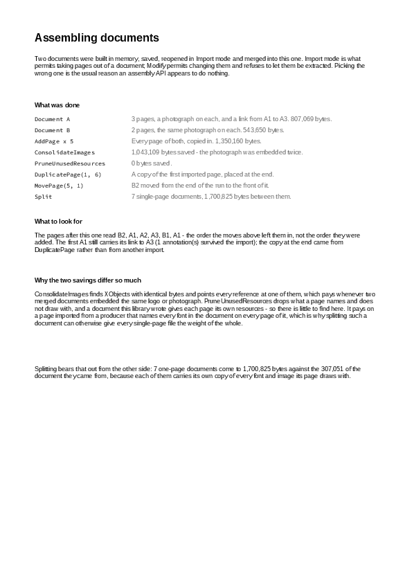 The first page of the Assemble demo