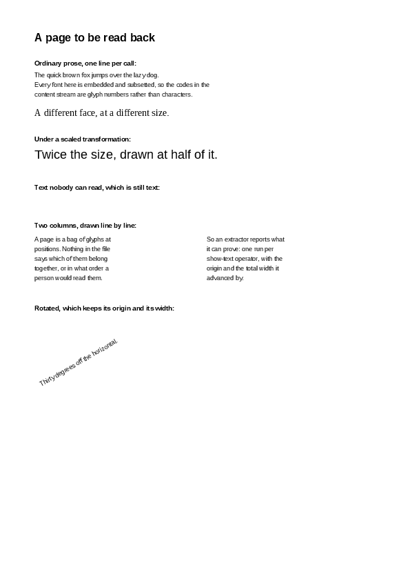 The first page of the Extract demo