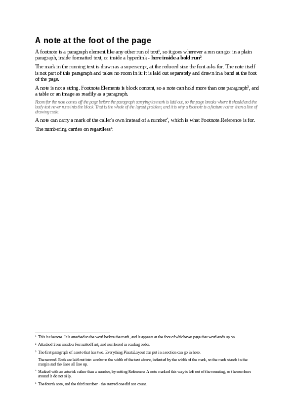 The first page of the Footnotes demo