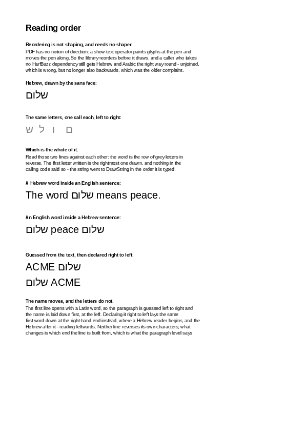 The first page of the International demo