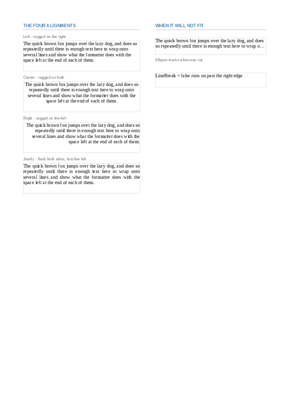 The first page of the Layout demo
