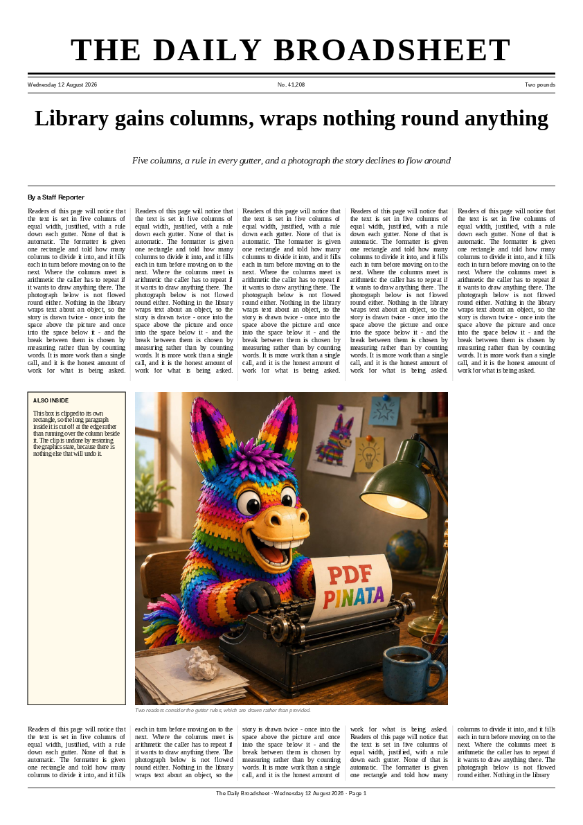 The first page of the Newspaper demo
