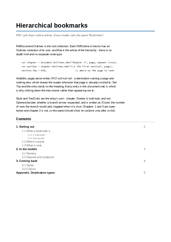 The first page of the Outline demo