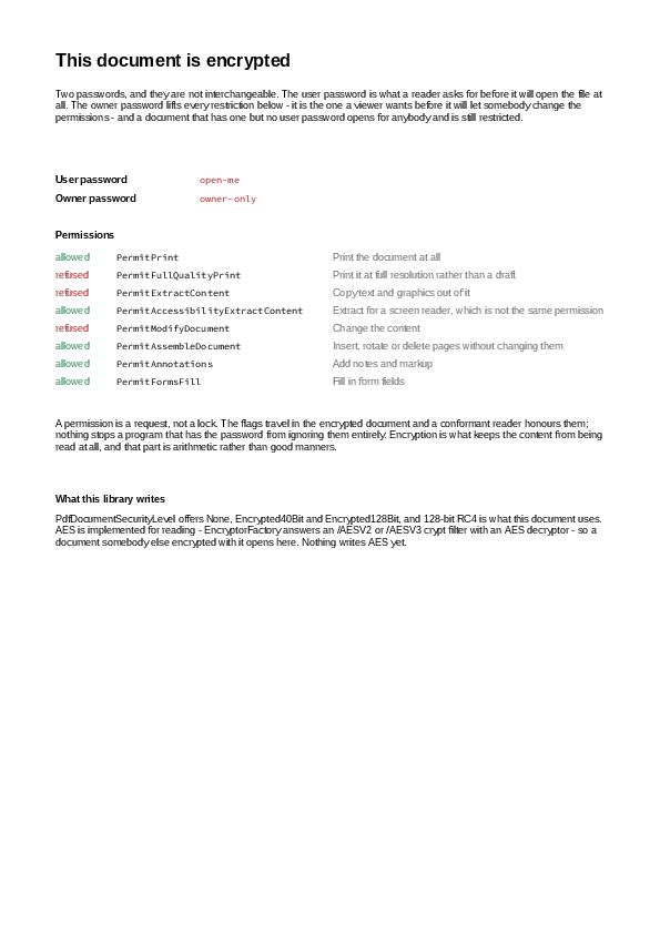 The first page of the Protect demo